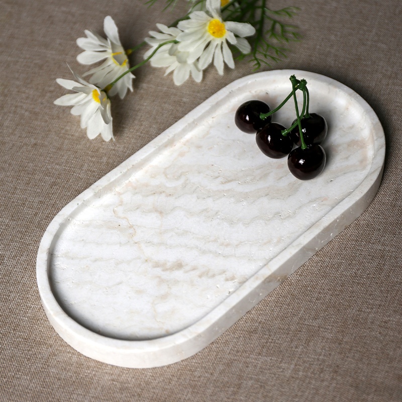 Travertine Tray Oval - Factory Drop Shipping Nordic White Natural
