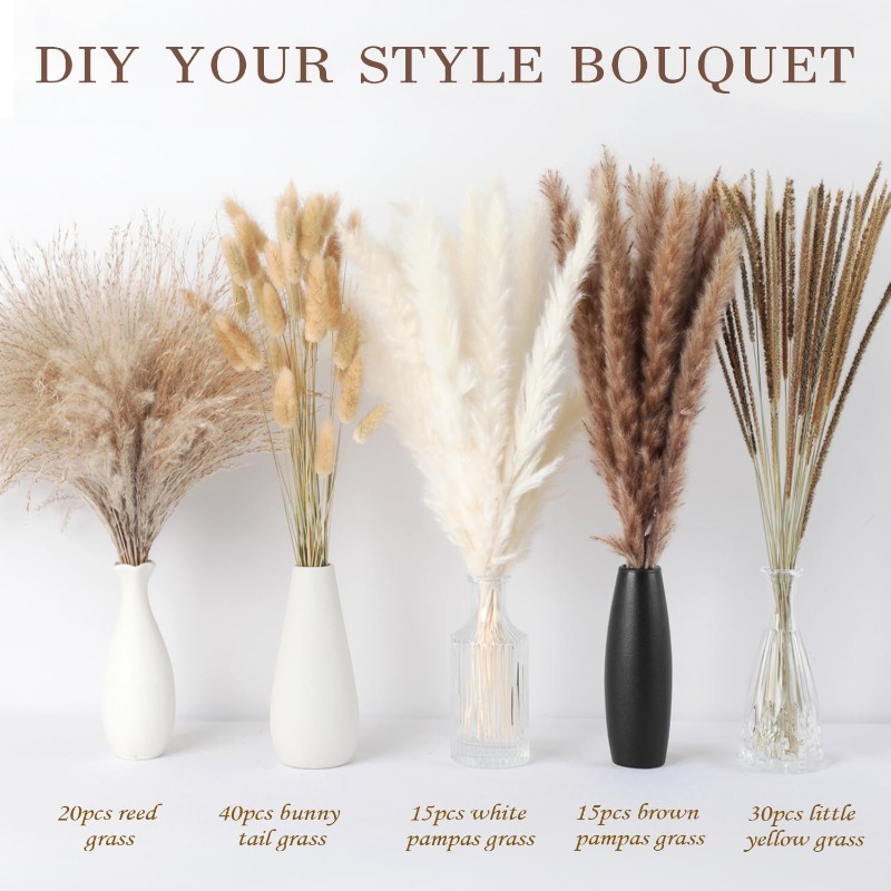 120Pcs Boho Natural‑tone Mixed - Dried Pampas Bundle review and price