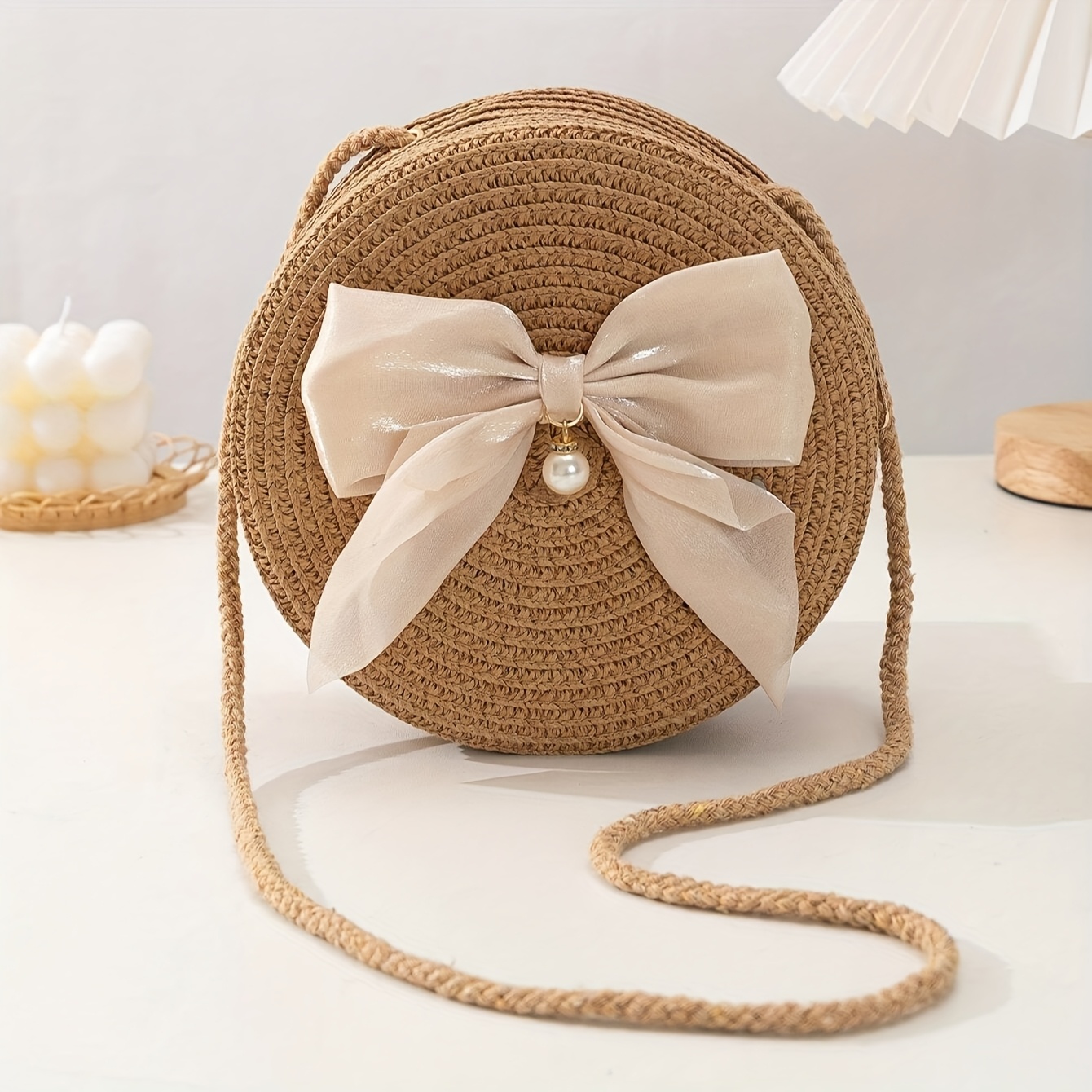 Elegant Round Straw Crossbody  - Interior Design Style review and price