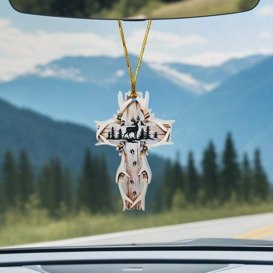 Deer Antler Cross Car Rearview - Interior Design Style review and price