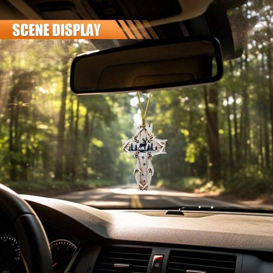 Deer Antler Cross Car Rearview - Interior Design Style review and price